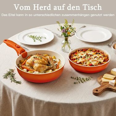 Набір каструль та сковорідок GiPP 11 предметів з знімними ручками, антипригарне покриття, кераміка, для всіх типів плит, духовка, оранжевий градієнт