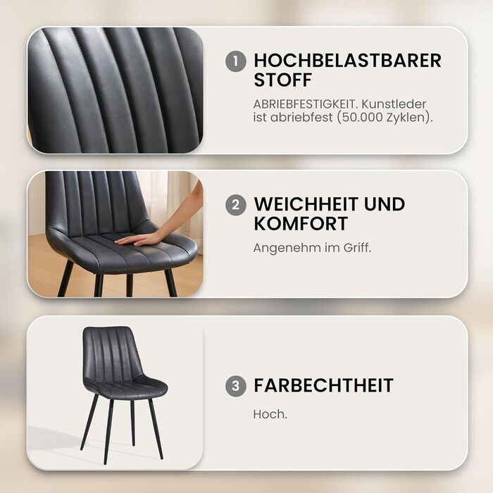 Набір обідніх стільців CLIPOP - 4 шт. з штучної шкіри, зелені, для кухні та вітальні