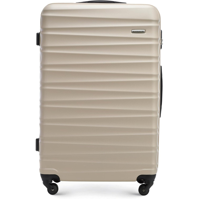 Набір валізWITTCHEN 3 в 1: велика, середня та маленька валіза на колесах з ABS-пластику, з кодовим замком, Groove Line (Бежевий)