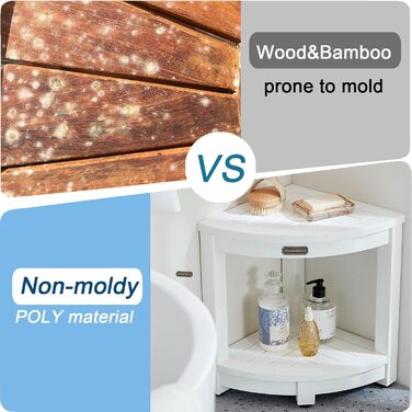 Двомісний стілець для душу Eck-Duschhocker, водонепроникний, з полівудних матеріалів, білий. Зручний стілець для душу та ванної кімнати, стійкий, з регульованими ніжками.