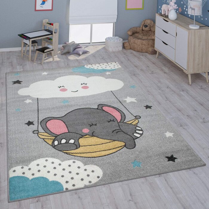 Домашній дитячий килим Paco, килим для дитячої кімнати, для дівчаток і хлопчиків, різних мотивів і розмірів, розмір 133x190 см, КолірСірий