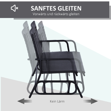 Outsunny Swing Bench Garden Swing 2-місна з поліротангом, стильна садова лавка для відпочинку на свіжому повітрі