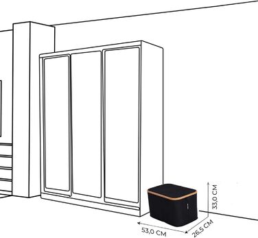 ПРО ВАС складний кошик для білизни Сортер з 2 окремими відділеннями для сортування, контейнер для білизни (52 літри) з бамбука/дерева, кошик з ручками кришка для зберігання (Малий (2 відділення), Чорний) Малий (2 відділення) Чорний