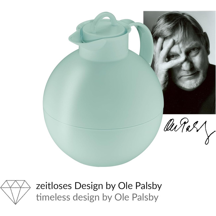 Термос Alfi Kugel 0.94л, зелений, з термоізоляційним скляним вкладишем, поворотним закриттям, BPA-free