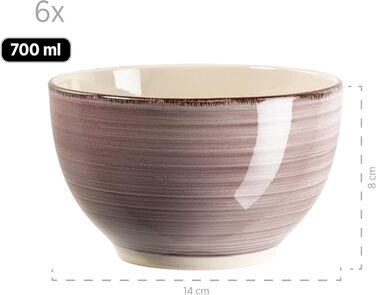 Набір посуду MÄSER Bel Tempo II (30 предметів) для 6 осіб, ручної роботи, блакитний, кераміка, Steingut (Berry)