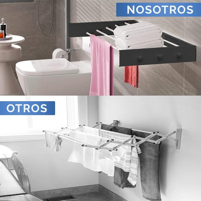 Настінна сушилка для білизни JUPPLIES розкладна, 120 см – сушилка для одягу для дому та вулиці, біла, 30 кг