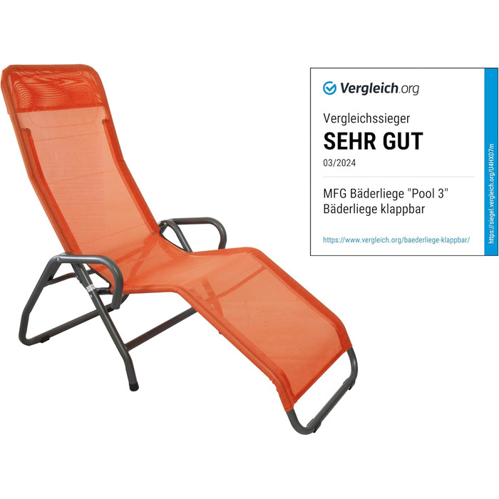 Лежак для басейну та саду MFG, 3', антрацит/теракота