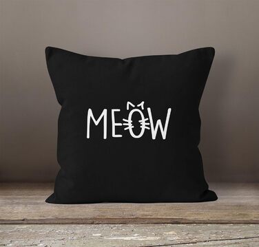 Наволочка на подушку кішка Мяу MIAU бавовняна чорна 40x40