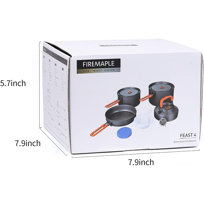 Набір кухонного посуду Fire-Maple Feast 4 для кемпінгу та відпочинку на природі (4-5 осіб)