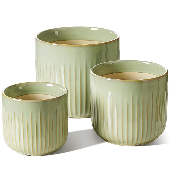 Набір горщиків для квітів LE TAUCI 3шт, кераміка, 21+17+14 см, з дренажними отворами