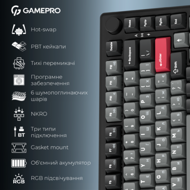 Бездротова механічна клавіатура GamePro Asgard Yord (MK266BK)