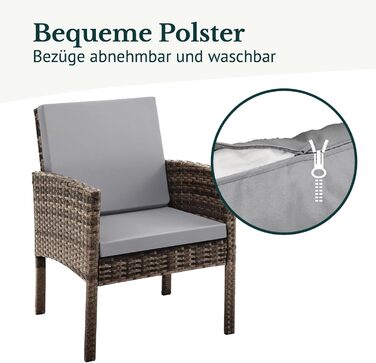 Садовий набір меблів SVITA Denver з поліротангу 4 предмети: 2 крісла, диван на 2 місця, стіл - коричневий