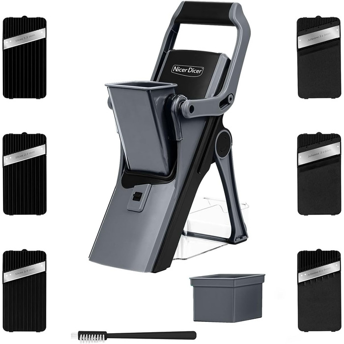 Nicer Dicer Mandoline 12-ти частинний набір для нарізки овочів, слайсер, овочевий гострий ніж, для нарізки соломкою, слайсами, кубиками, кухонний овочевий слайсер, турквіс/зелений