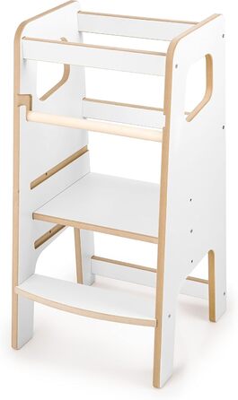 Дитячий навчальний стільчик Монтессорі з перекладиною – білий кухонний помічник, підставка для малюків, безпечний та надійний, з фіксатором, регульована висота, улюблець батьків, сучасний та стійкий, модель 4 - Білий (модель 3 - Білий)