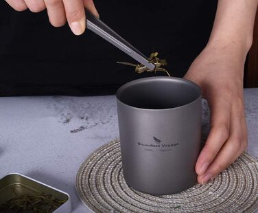 Безмежна подорож 3 в 1 Титанова чашка з подвійними стінками Термостійка міні-чашка для чайного напою Відкритий кемпінговий кухоль Кавові кухлі Аксесуари для кемпінгу (Ti15152b)
