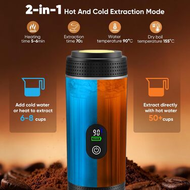 Hoyiyobi Міні кавомашина на акумуляторі, портативна еспресо-машина, 3-в-1 для дому, офісу та подорожей
