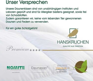 Подушка з пір'я Hanskruchen Premium 40х80 см Зроблено в Німеччині Пухова подушка з 100 бавовни - 70 дрібного пір'я 30 пуху - 630 гр. для алергіків