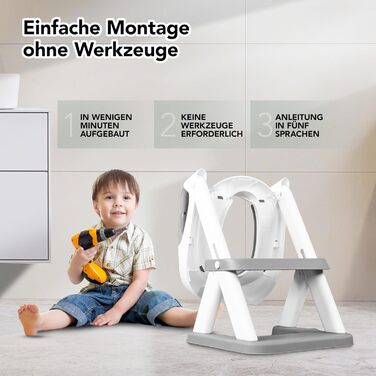 Дитячий унітаз-сходи KidzCorner з регульованою висотою, складаний, для привчання до горщика та як підніжка