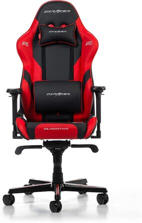 Ігрове крісло DXRacer Gladiator G001, шкірозамінник, чорно-червоне, до 200 см