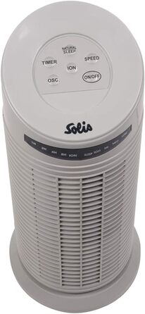 Баштовий вентилятор Solis 749 з іонним генератором і функцією повороту - Баштовий вентилятор - 43 см Висота - Біле шампанське
