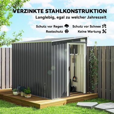 Гаражний бокс Outsunny з металу, 2,81 м², 154x206,5x181 см. Сховище для інструментів з похилим дахом та фундаментом.