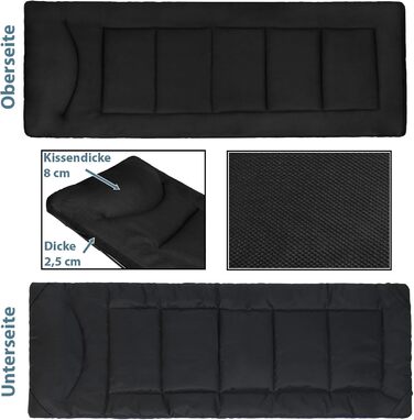 Розкладне кемпінгове ліжко ALPIDEX до 200 кг з м'яким матрацом та бічною кишенею, чорне