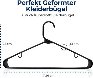 Плечики для одягу SereneLife, 30 шт. Плечики для одягу з пластику, антиковзаючі, економія місця, 0.6 см товщиною, 42 см шириною, ультратонкі та міцні з вирізами на плечах, чорні