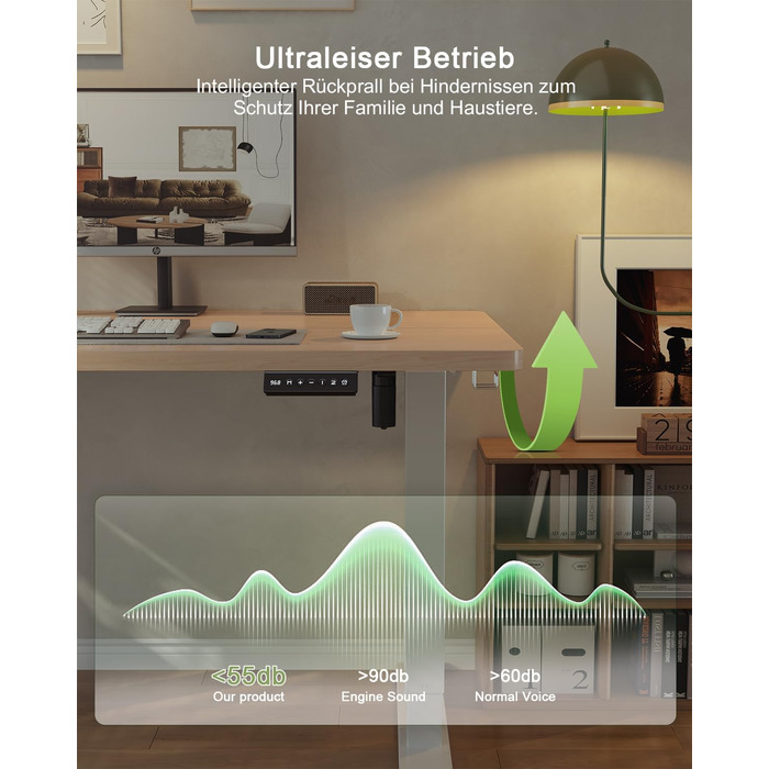 Електричний регульований стіл JUMMICO 80x60 см з USB-портом - ергономічний стіл для роботи та навчання