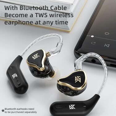 Навушники KEEPHIFI KZ ZAS IEM 7BA1DD гібридні, 16 одиниць, посріблений кабель, чорний з мікрофоном