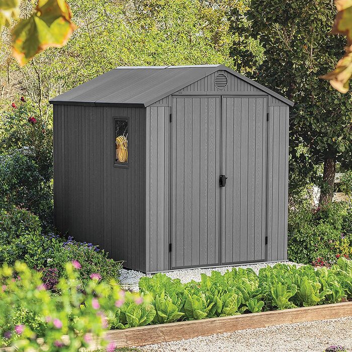 Садовий будинок Keter Darwin 2,8 м², сірий (6x8) - пластиковий, з вентиляцією та одними дверима, 25x184x205 см
