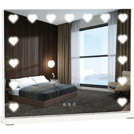 Дзеркало для макіяжу YU YUSING з підсвічуванням 58x45 см, 15 LED, 3 кольори, 10x збільшення, USB Type-C, сердечком