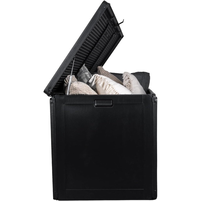 Універсальний садовий ящик-скриня Columba 490 л з кришкою - вуличний шафа, лавка зі зберіганням, контейнер для подушок, садовий будиночок, ящик для інструментів - чорний