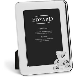 Дитяча фоторамка EDZARD Плюшевий ведмедик для фото 10 х 15 см, благородна посріблена, стійка до потьмяніння