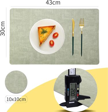 Набори підставки під тарілки Purejoy Platzsets, 6 шт., сірі, миючі, неслизькі, термостійкі, з PU шкіри, 43x30 см (світло-зелені)