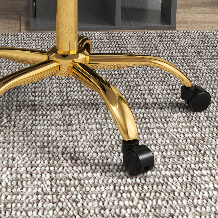 Крісло для офісу з регулюванням висоти, з м'якою оббивкою, що імітує плюшевий фліс, розмір 58 x 56 x 68-76 см, колір білий