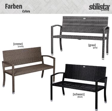 Гарнітура для саду STILISTA 2-місна з поліротангового плетіння, стійка до УФ-випромінювання, чорна (122 x 52 x 89 см)