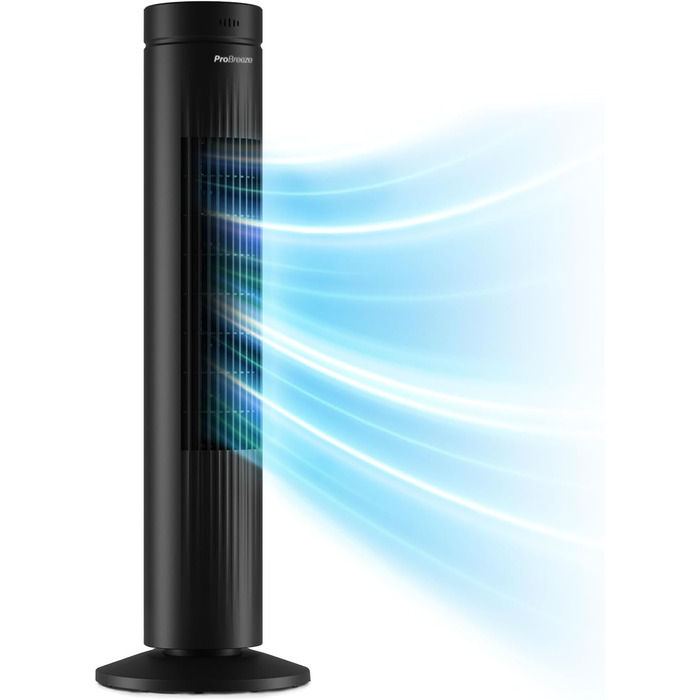 Осцилюючий турмовентилятор Pro Breeze 76,2 см, 60 Вт, з пультом, таймером 7,5 год, 3 режими, для дому та офісу, чорний