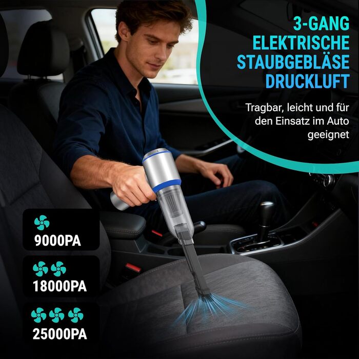 Акумуляторний ручний пилосмок Yomile 4 в 1, безщітковий двигун 25000Па, 3 рівні потужності для авто, дому, офісу та шерсті тварин