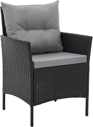 Садовий набір Gartensitzgruppe SVITA Dallas з поліротангу, 4 предмети: 2 крісла, диван на 2 місця, стіл, чорний. Комплект вуличних меблів зі сталевим каркасом та подушками