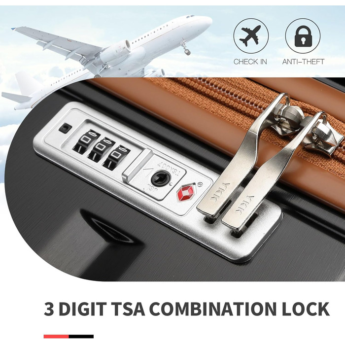 Набір валіз KONO 2 в 1: велика валіза (54 см) та косметичка (білий/чорний/коричневий)