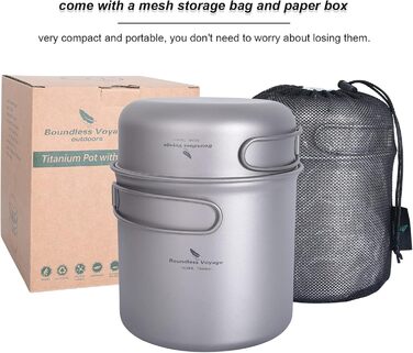 Набір посуду для кемпінгу iBasingo з титану: каструля та сковорода з складаним ручками. Легкий набір для приготування їжі на природі, туризму та пікніків. Модель Ti2052C