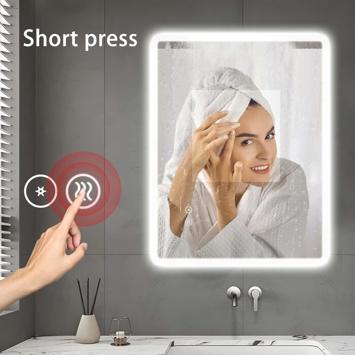 Дзеркало для ванної кімнати Sanitemodar LED 50x70 см з підсвічуванням, антизапар, сенсорне керування