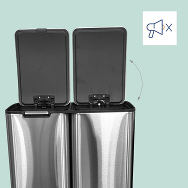 Відро для сміття Relaxdays з 3 відділеннями, 60 літрів