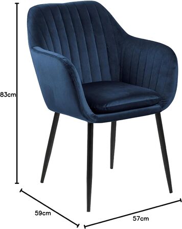 AC Design Furniture стілець Wendy, темно-синій/чорний, велюр/метал, 57x61x83 см