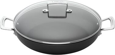 Пан з антипригарним покриттям Le Creuset, Ø 30 см, з кришкою, для всіх типів плит (в т.ч. індукційних), алюміній, сірий/срібний