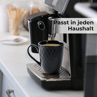 Набір кавових чашок Miamio Palmanova (6 шт., 400 мл) – чорний матовий керамічний набір