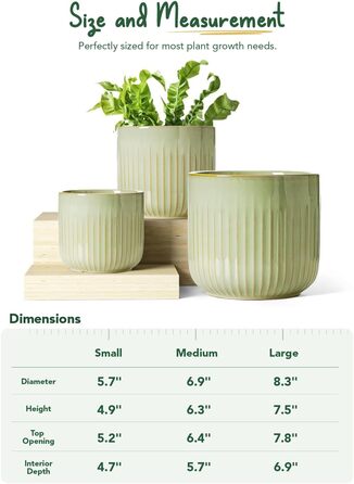 Набір горщиків для квітів LE TAUCI 3шт, кераміка, 21+17+14 см, з дренажними отворами
