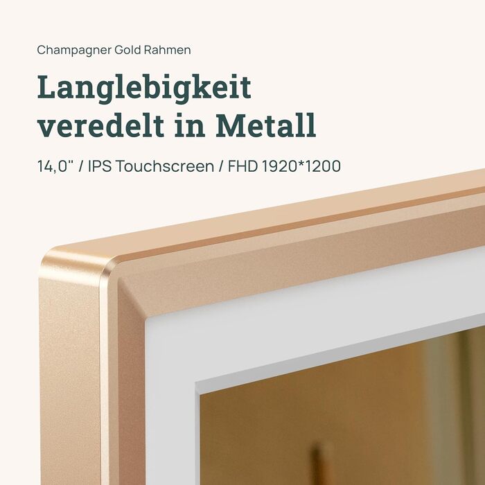 Цифровий фоторамка ARZOPA 14 дюймів: Металевий корпус, хмарне сховище, FHD 1920x1200, сенсорний екран, для подарунків