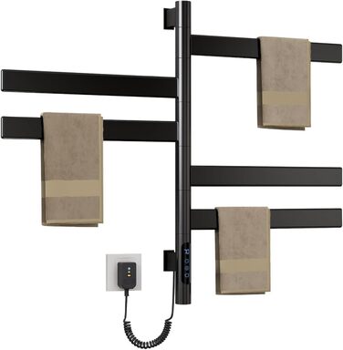 Електричний сушильник для рушників ZOYI 180° поворотний, 140W, чорний (сушарка для ванної кімнати, настінний)