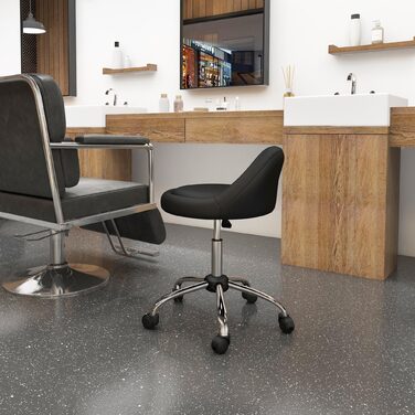 Регульоване обертове крісло на коліщатках, чорний + сріблястий. Розміри: 50 см x 50 см x 83 см.